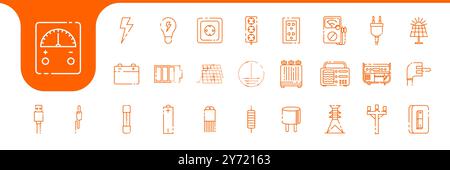 electrical duty lines icon set collection design vector Stock Vector