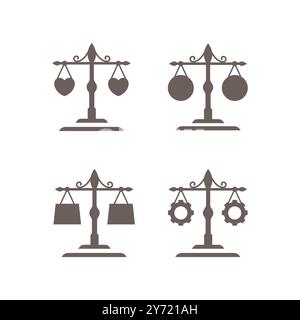 law scale balance icon set vector designs Stock Vector