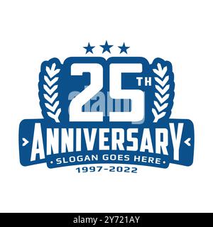 25 years anniversary logo design template. 25th anniversary celebration logotype. Vector and illustration Stock Vector