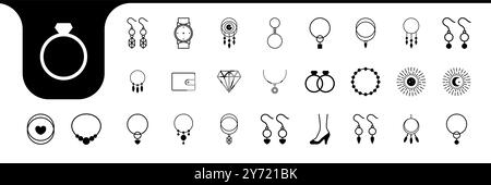women accessories line icon set collection design vector Stock Vector