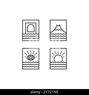 outdoor frame decor line minimal icon design vector set Stock Vector