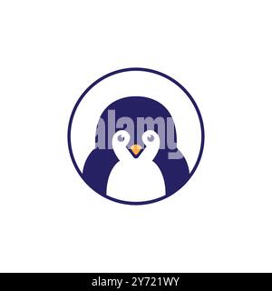 cute penguin flat mascot logo design vector Stock Vector