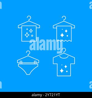 drying clothing line minimal set collection design vector Stock Vector