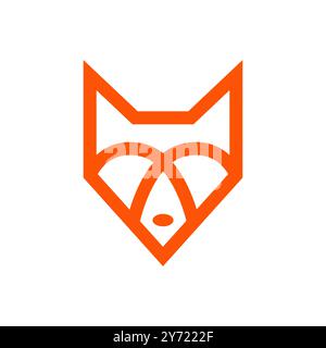 head fox geometric flat logo design vector Stock Vector