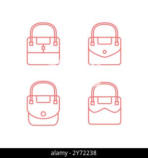 hand bag feminine icon set design vector Stock Vector