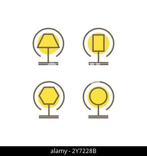 minimalist table lighting interior set icon design vector Stock Vector