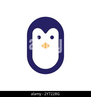 cute penguin flat mascot logo design vector Stock Vector