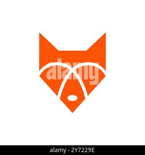 head fox geometric flat logo design vector Stock Vector