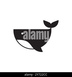 whale geometric simple logo design vector Stock Vector