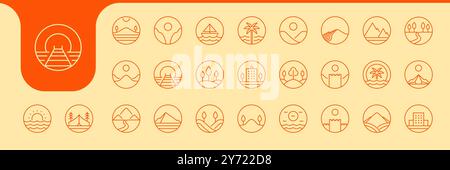 outdoor destination holiday line icon vector designs Stock Vector
