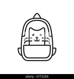 cat bag line simple logo design vector Stock Vector