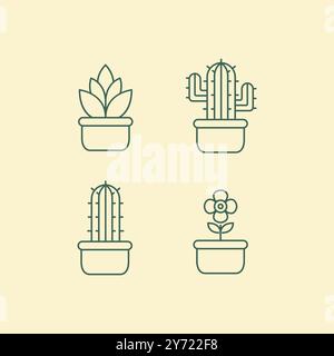 plant decor line set icon design vector Stock Vector