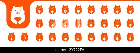 cute cat mascot flat icon vector designs Stock Vector