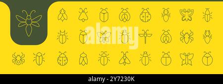 insect kinds line minimal icon vector designs Stock Vector