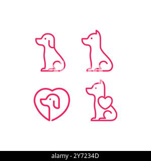 dog sit line minimal mascot logo design vector Stock Vector