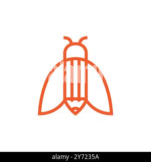 creative bee pencil logo design vector Stock Vector