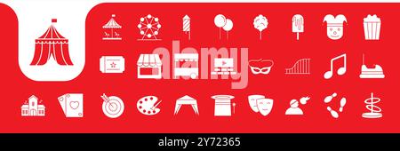 carnival parade flat icon set collection vector design Stock Vector