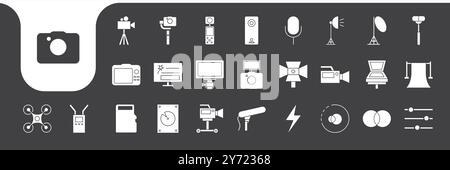 videographer flat modern icon set collection vector design Stock Vector