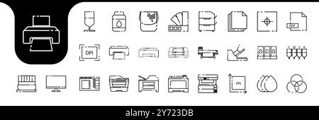 digital printing tools modern line icon vector designs Stock Vector