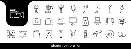 videographer lines modern icon set collection vector design Stock Vector