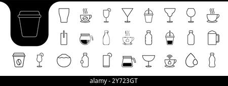 drink glass kinds line icon vector designs Stock Vector