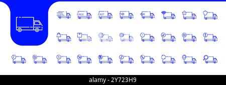 delivery car line art simple minimal modern icon set collection vector design Stock Vector