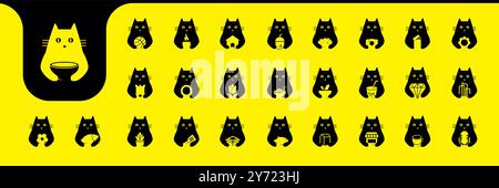 cat cute flat modern minimal icon set collection vector design Stock Vector