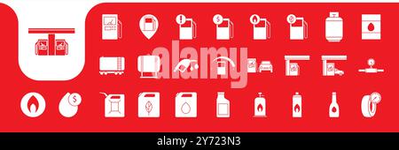 gas station icons set collection design vector Stock Vector