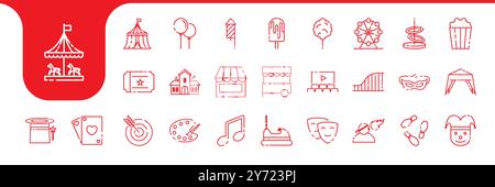 carnival parade lines icon set collection vector design Stock Vector