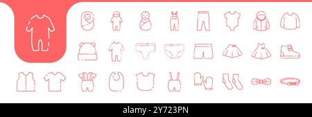 baby cloth line icons set collection design vector Stock Vector