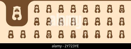 beaver mascot cartoon flat icons set design vector Stock Vector