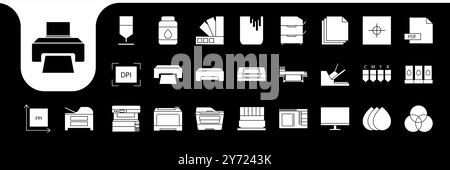 digital printing tools modern icon vector designs Stock Vector
