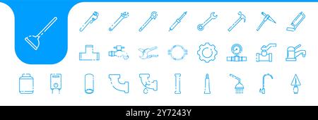 plumbing tools lines icon vector design Stock Vector