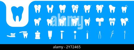 tooth flat modern icons set design vector Stock Vector