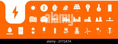 energy supply flat modern icons design vector Stock Vector