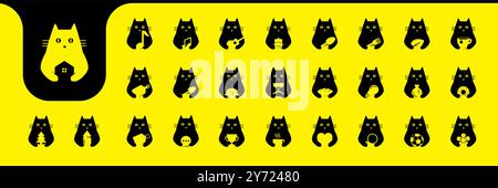 cat cute flat modern minimal icon set collection vector design Stock Vector