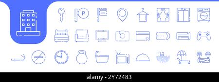guest house line modern icons design vector Stock Vector