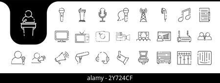 announcer line icons set design vector Stock Vector