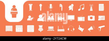 announcer flat icons set design vector Stock Vector