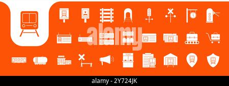 train transport flat icon set collection vector design Stock Vector