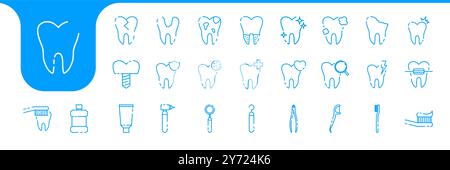 tooth line modern icons set design vector Stock Vector