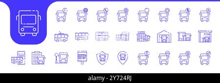 bus transport line modern icon set collection vector design Stock Vector