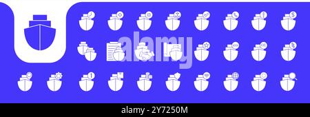 ship ocean flat modern icon set collection vector design Stock Vector
