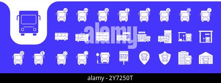 bus transportation flat modern icon set collection vector design Stock Vector