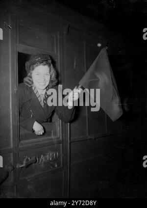 Mrs Florence Haden of Potters Bar guard of the Hatfield - London train involved in the Potters Bar train crash, made a gallant attempt to save the Bradford express from running into the wreckage. When her train crashed, she jumped from her van and reached to the signal box to warn the signalman, waving her lamp to the approaching express. Aged 27, she is a war widow. 11 February 1946 Stock Photo