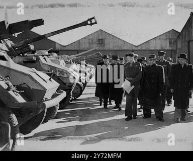 The delegation of 20 deputies of the supreme Soviet of the USSR, now in a visit to this country, spent a day with the army today. Here as guests of both Houses of Parliament, they visited the fighting vehicle proving establishment at Chobham and the Army physical training school at Aldershot, this morning.  25 March 1947 Stock Photo