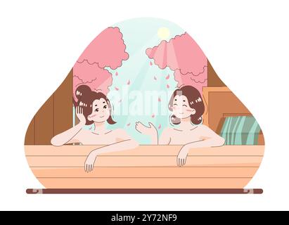 Female Character Relaxing In A Bathtub With Laptop In Flat Vector ...