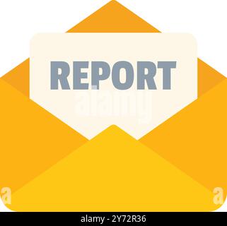 Simple vector illustration of an open envelope containing a report document, isolated on a white background Stock Vector