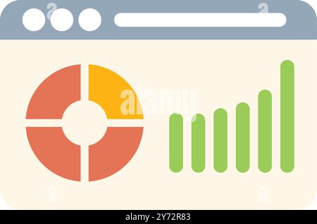 Website is displaying different types of charts, representing data analysis and financial growth Stock Vector