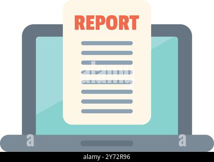 Laptop is displaying a report, symbolizing business analysis, data research, and financial performance evaluation Stock Vector